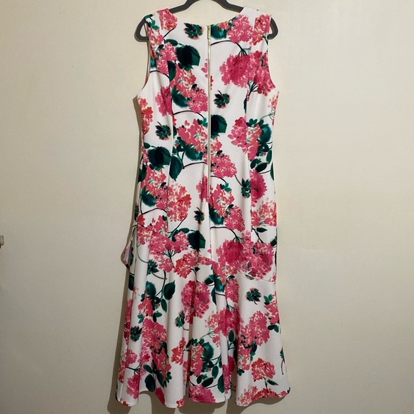 Calvin Klein Floral Ruffled Sleeveless Midi Dress Size 14 - Picture 6 of 11